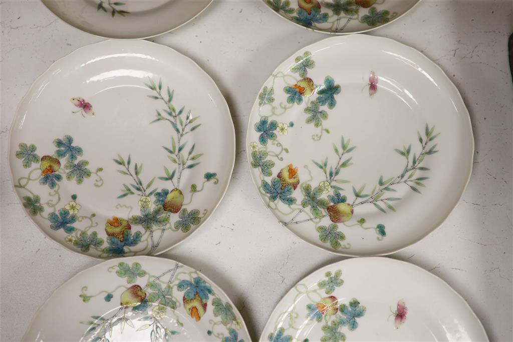 A set of six Chinese famille rose dishes, diameter 19cm (a.f.)
